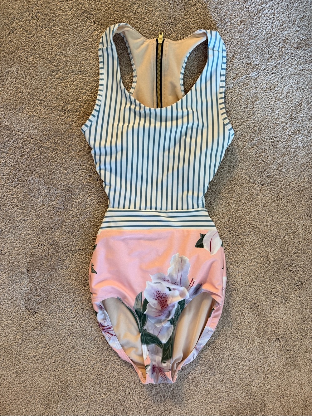 Albion Fit Island Fever Floral Striped One Piece. Women’s XXS. EUC.